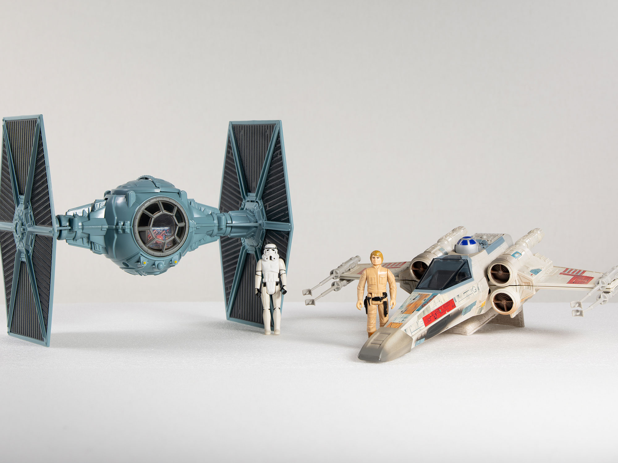 Star Wars X-Wing and TIE Fighter toys and action figures Bespin Luke Skywalker and Stormtrooper.